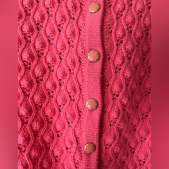 Trina Turk Pink Button Down 3/4 Sleeves Cardigan 100% Merino Wool Women’s Size M - Picture 6 of 14